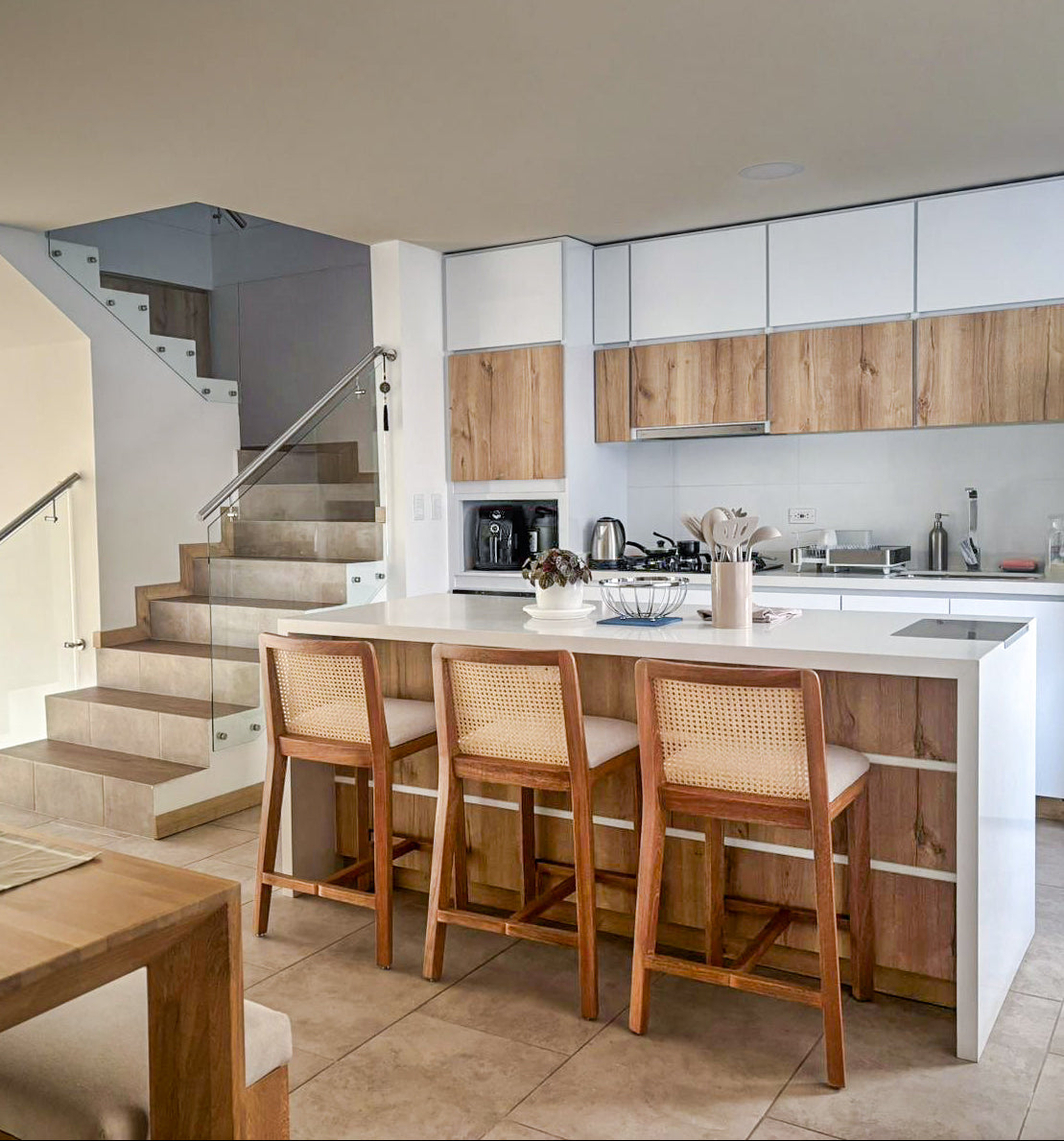 Sillas de barra mimbradas madera home decoration 17